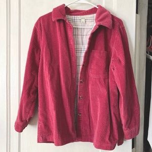 LL Bean Womens Corduroy Button Down Shirt/Jacket Size Medium Spring Shacket